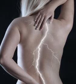 Woman with splitting back pain